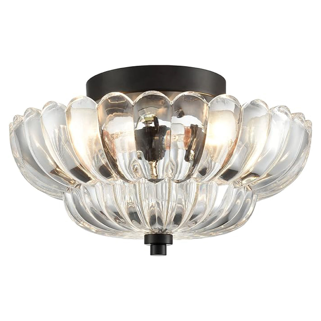 3-light fixture hallway light black and clear mount flush light metal and glass ceiling light