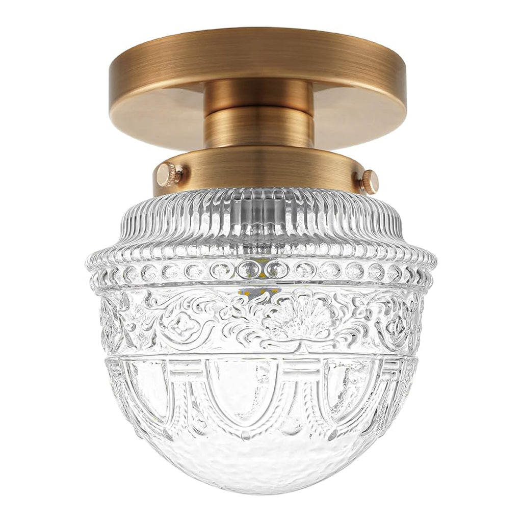 Globe LED light fixture golden and clear hallway lighting brass and glass ceiling light