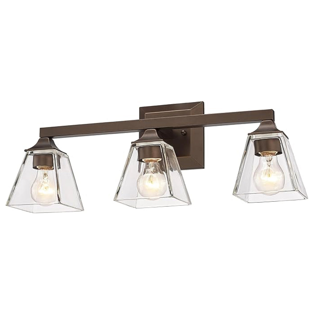 3-light industrial light fixtures light oil-rubbed bronze and clear wall light iron and glass vanity lights for mirror