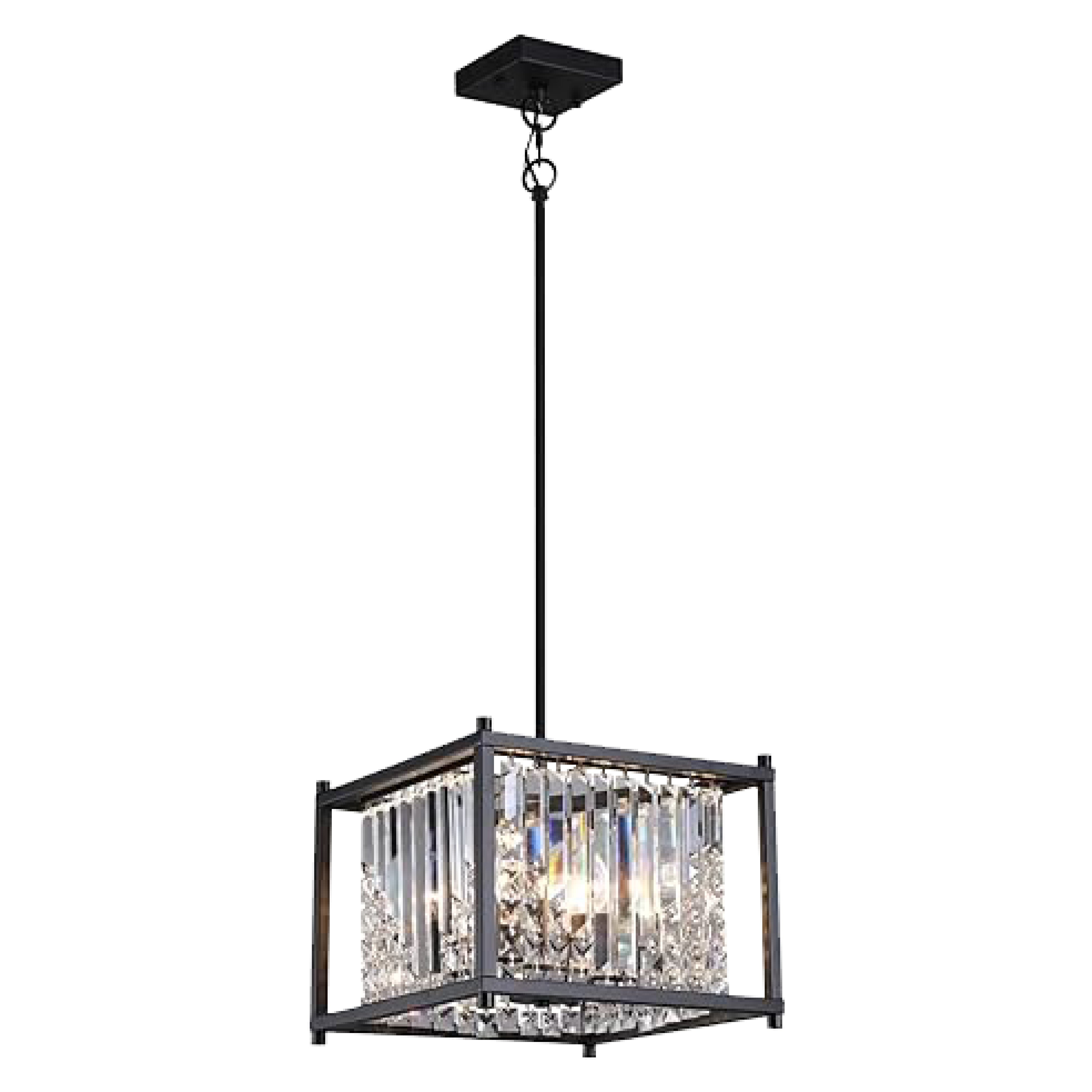 Farmhouse industrial chandelier lighting 4 light black entryway light crystal pendant light