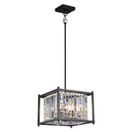 Farmhouse industrial chandelier lighting 4 light black entryway light crystal pendant light