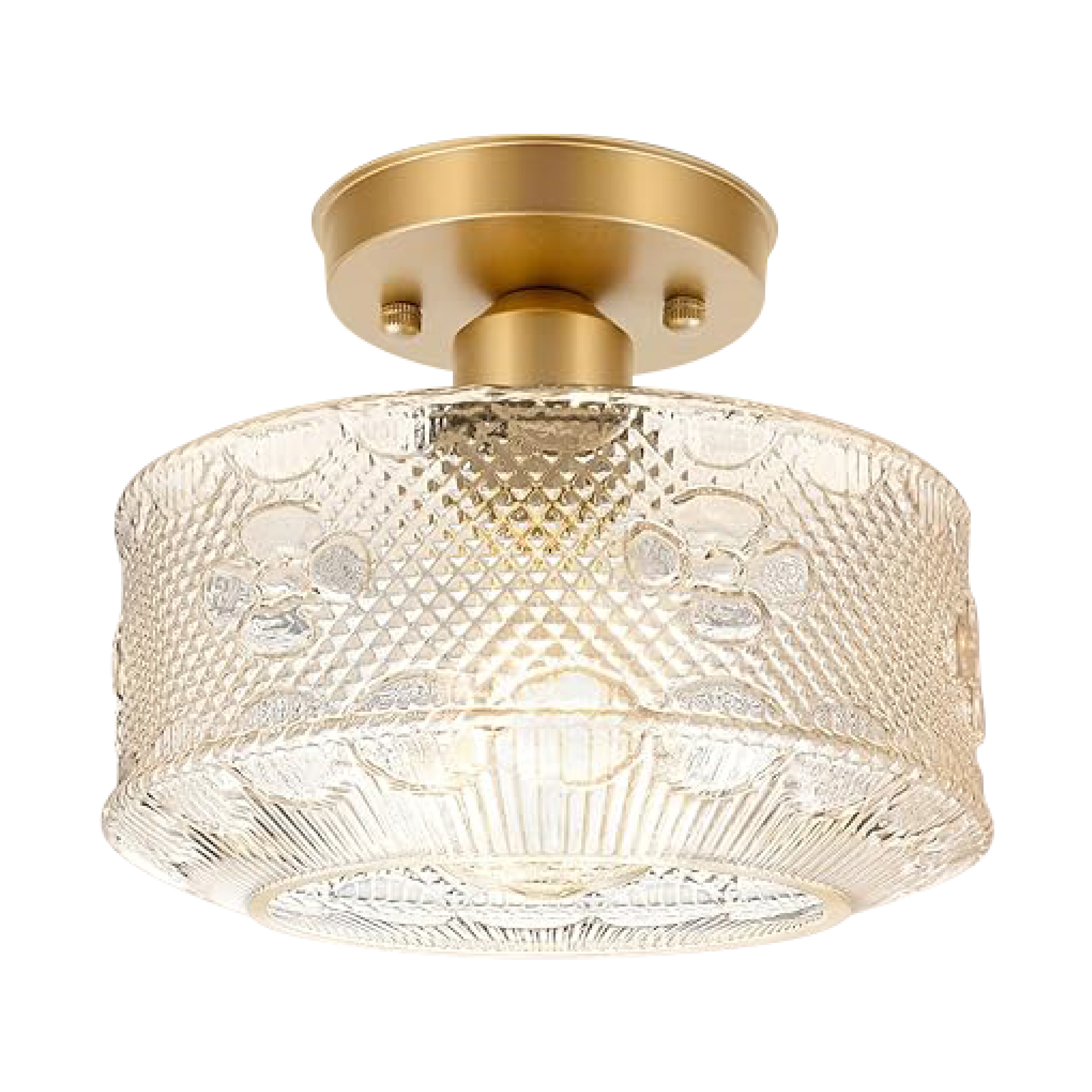 1-light farmhouse light fixture gold and clear ceiling lights aluminum and glass mount flush light