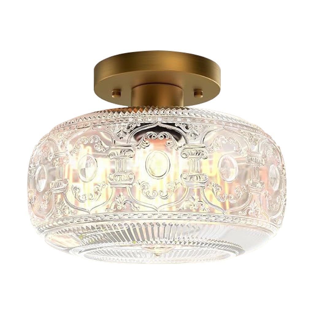 1-light vintage kitchen ceiling light gold and clear fixture light metal and glass ceiling light