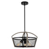 3-Light traditional hanging lamp black and grey pendant lighting iron and wood fixture light