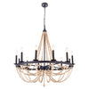 12 Light candle chandelier light Black wagon light wood beads light fixtures