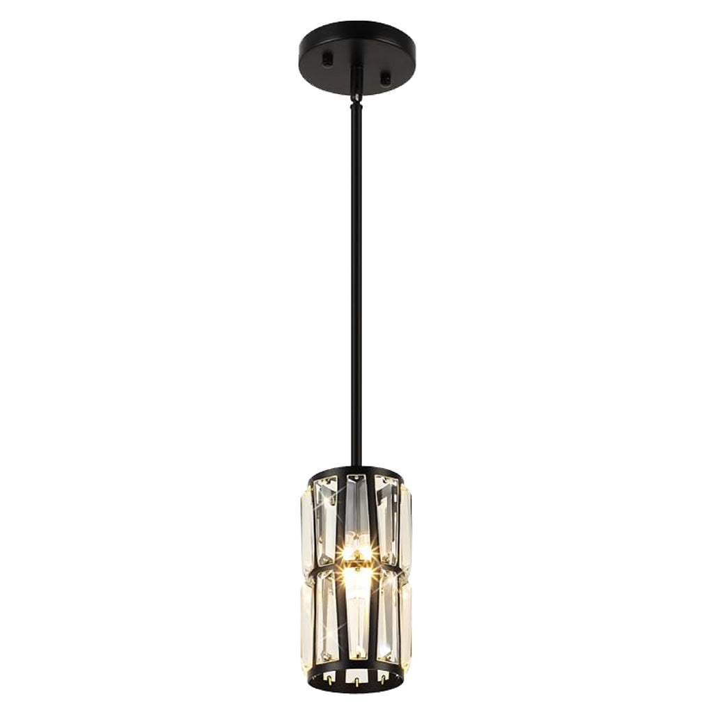 1 Light industrial kitchen island lights black and clear pendant lights crystal and metal fixtuer lights