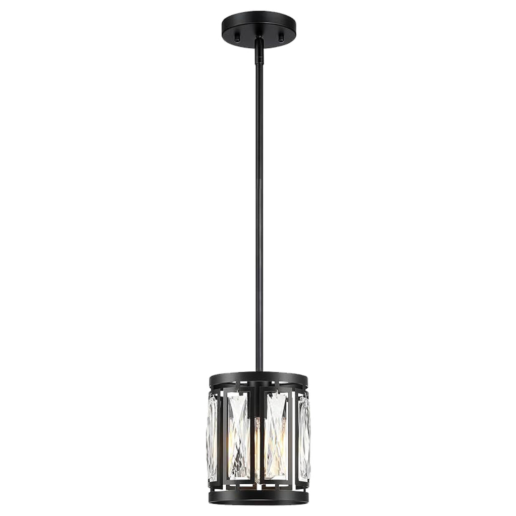 3-Pack modern pendant lighting matte black and clear hanging kitchen lights metal and crystal fixture light