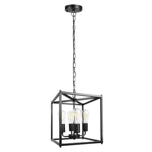 4 light farmhouse pendant light black kitchen light metal cage hanging light