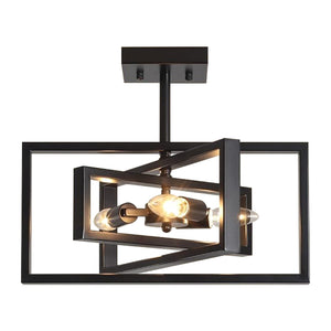 3-Lights Industrial kitchen island light Black light fixture semi flush pendant lighting