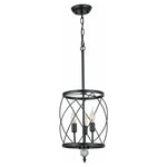 3-Lights traditional light fixture black hanging light iron and resin pendant light