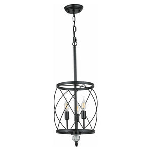 3-Lights traditional light fixture black hanging light iron and resin pendant light