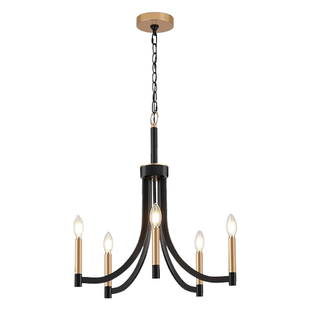 5-Light Industrial dining light Black and gold light fixtures candle hanging light