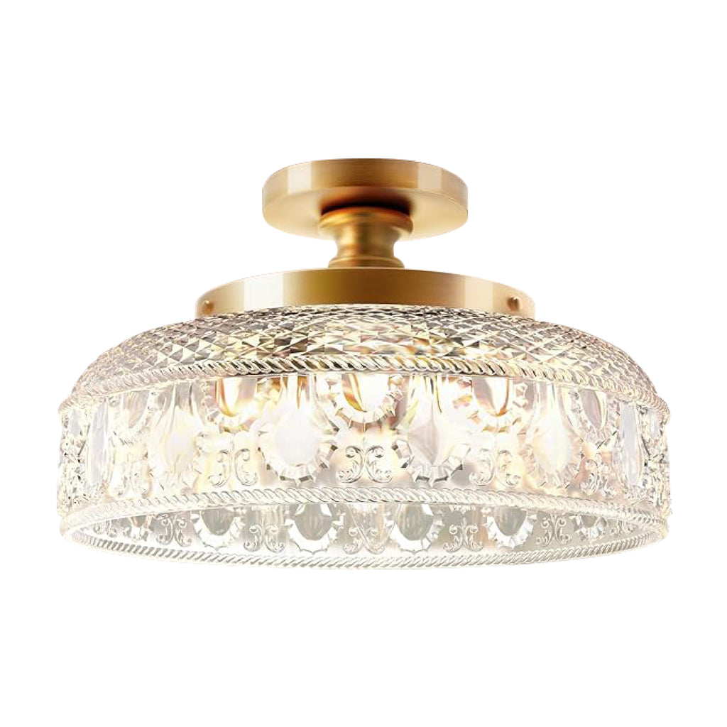 3-Bulb ceiling light gold and clear light fixture aluminum and glass hallway light