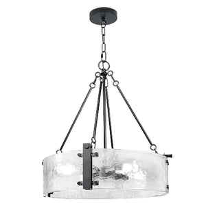 Elegant Drum Farmhouse light fixture Black glass hanging lights