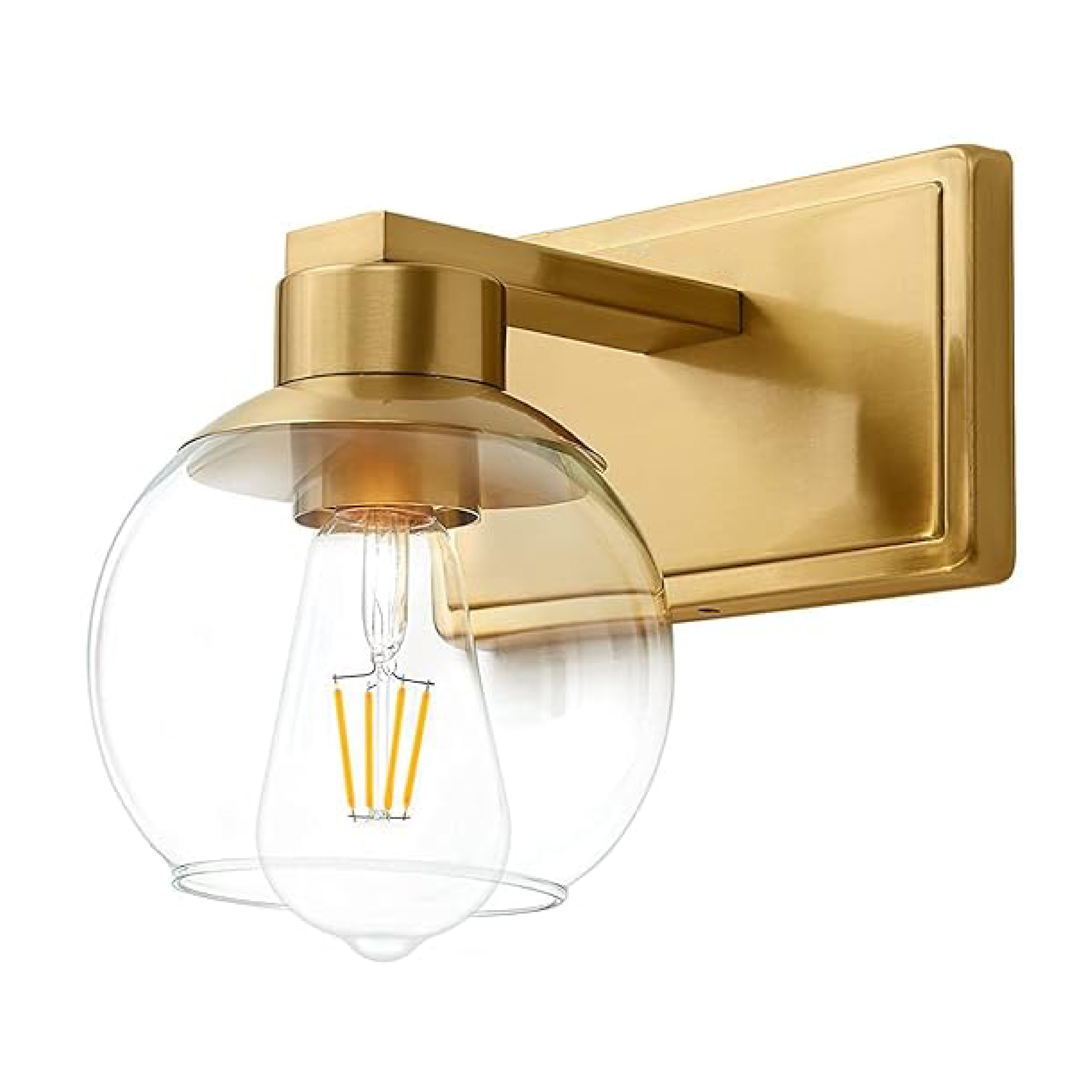 2 Pack modern fixtures light gold and clear wall lights brass and glass bathroom lights