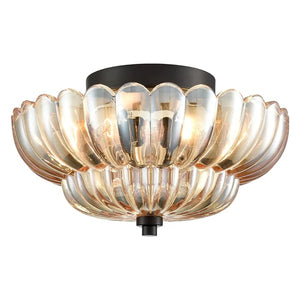 3-Light contemporary fixtures light black semi ceiling lights metal and amber glass kitchen light