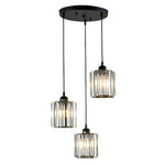 3 Lights contemporary pendant lights black hanging lights metal and crystal island lights