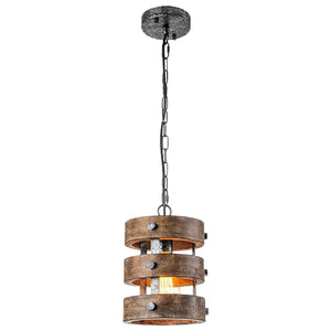 Single farmhouse Industrial lighting fixtures Dark Brown pendant lights Wood hanging lights