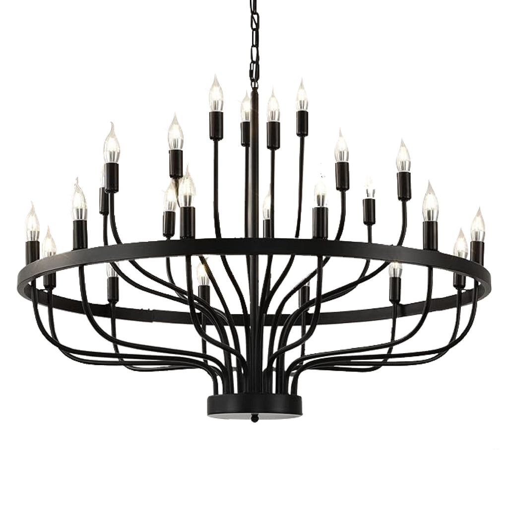 24 Light chandeliers light black industrial pendant light farmhouse candle wagon wheel island lighting