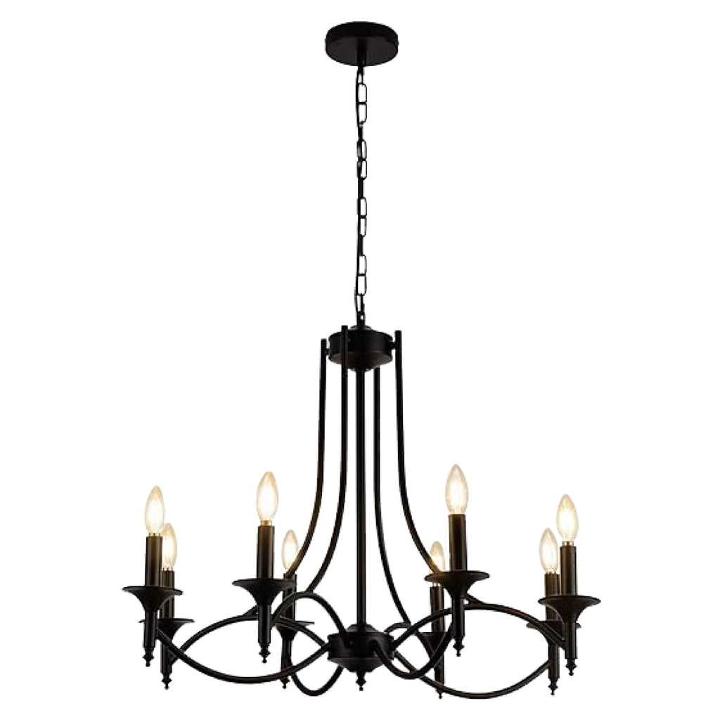 8-Light farmhouse light fixture black industrial pendant light candle kitchen light