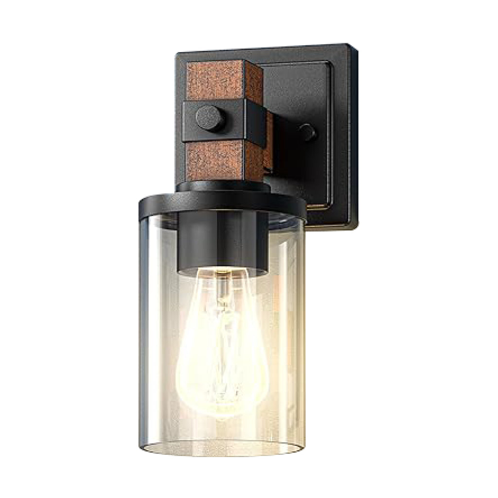 2-pack farmhouse bath lighting black and walnut vanity lamp light class and iron wall light