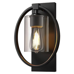 E26 bulb industrial wall lighting black and clear sconce light iron and glass lamp fixtures