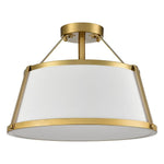 LED industrial ceiling lamp gold and white flush lights brass and linen fabric ceiling fixtures light