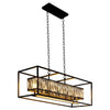 6-Light rectangle pendant light Black crystal chandelier lights farmhouse kitchen light