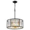 4 light crystal chandelier light round drum pendant light gold and matte black hanging light fixture