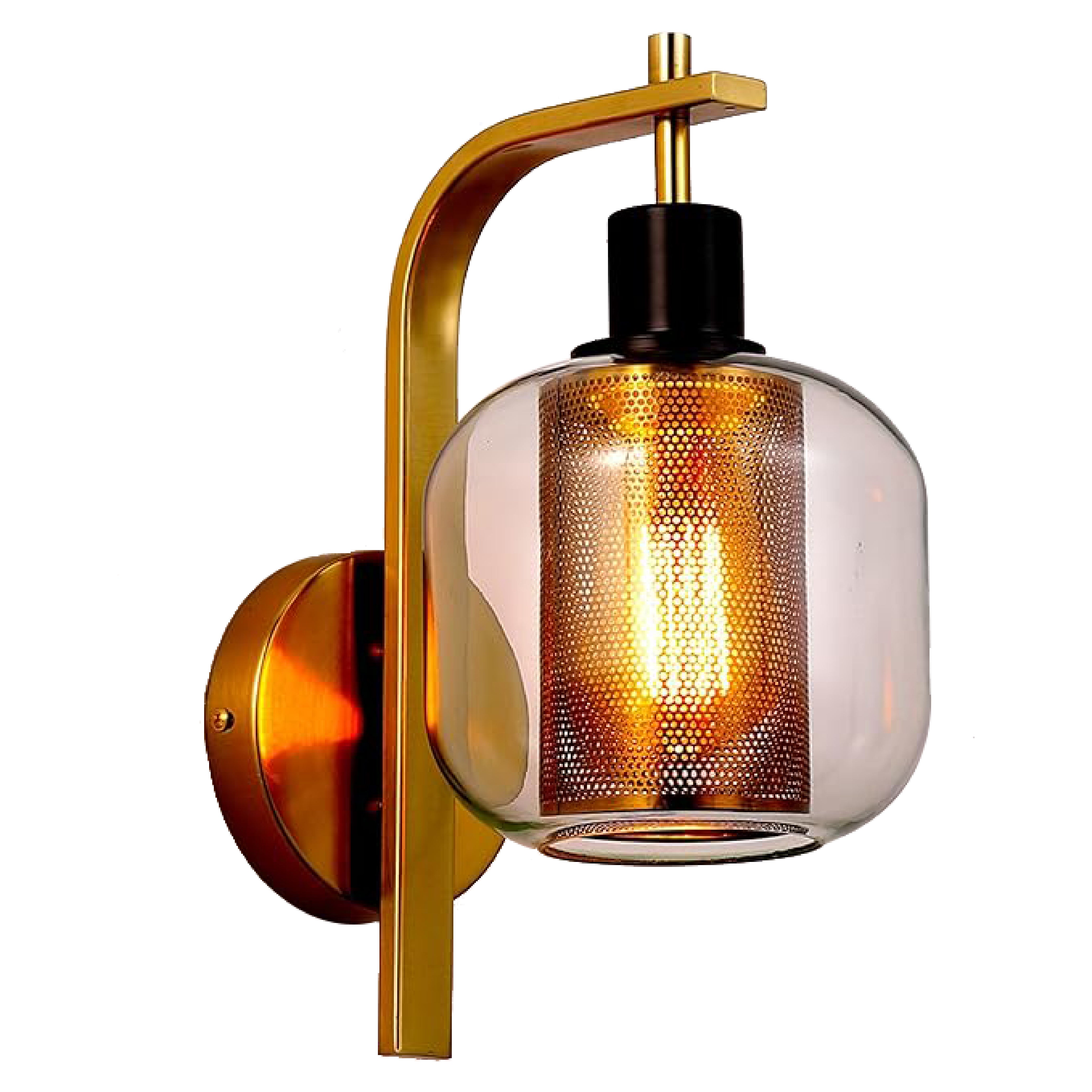 1-Pack vintage wall sconce light gold and clear wall light glass and metal hallway light