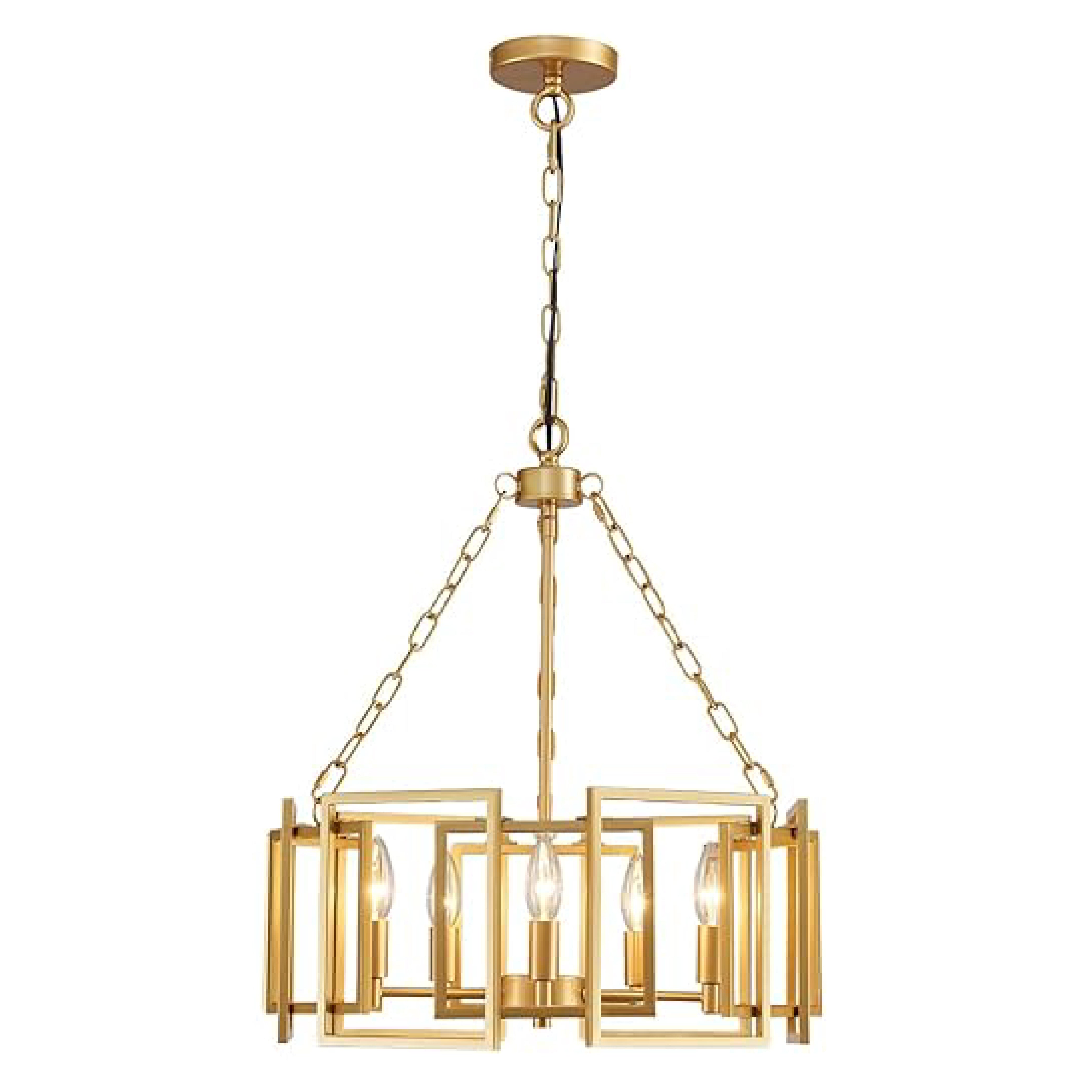 5-Light industrial chandelier lighting gold farmhouse kitchen light retro adjustable pendant light