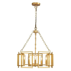 5-Light industrial chandelier lighting gold farmhouse kitchen light retro adjustable pendant light