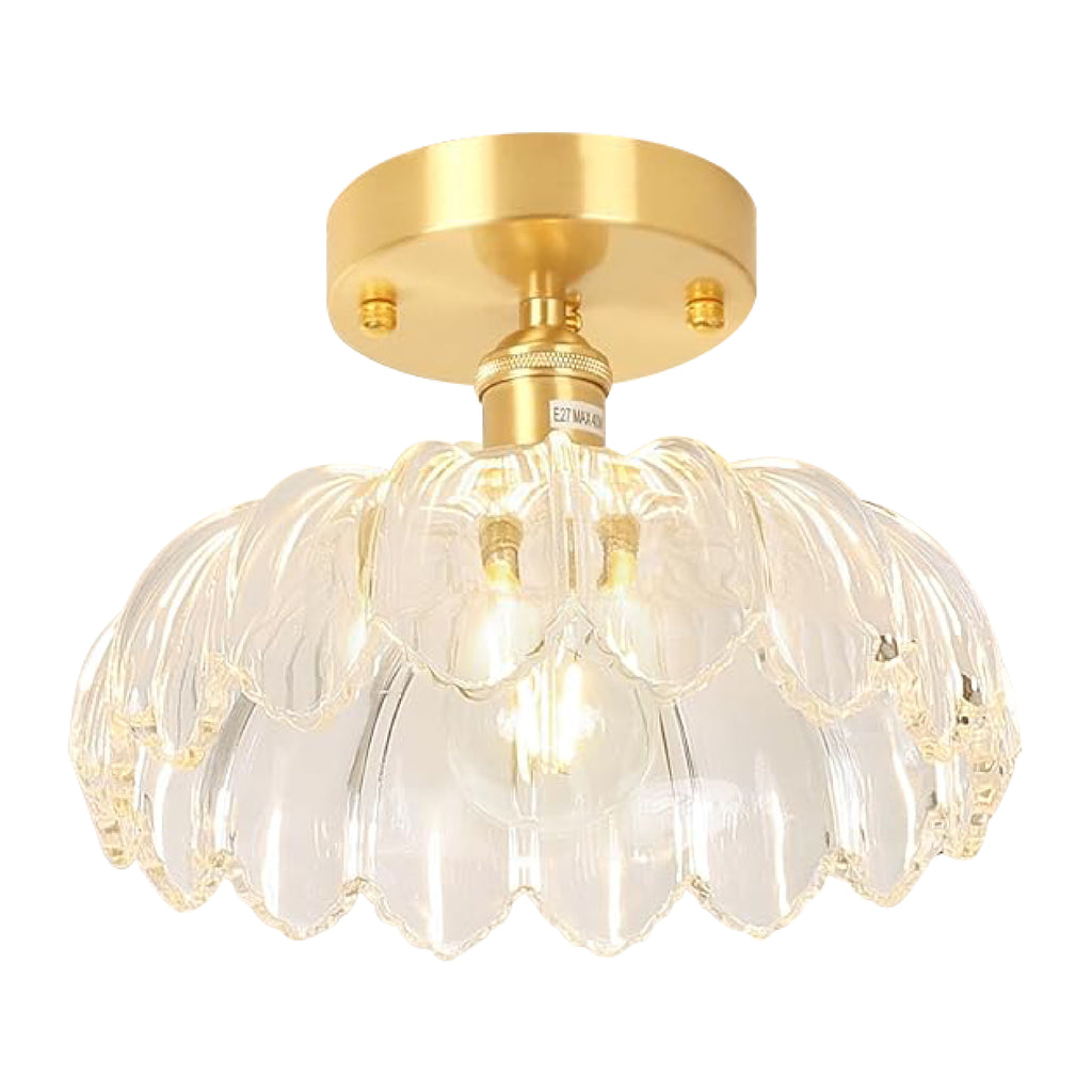 4.72" Base vintage light fixture gold and clear ceiling lights metal and glass flush mount light