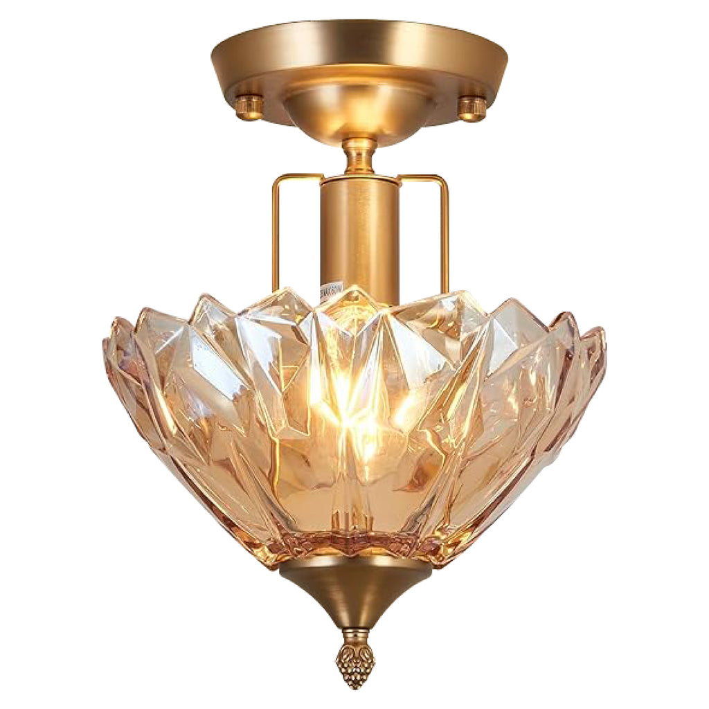 Farmhouse E26 base socket ceiling light gold and clear kitchen lamp ceiling iron and glass mount flush light