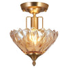 Farmhouse E26 base socket ceiling light gold and clear kitchen lamp ceiling iron and glass mount flush light