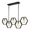 5-Light Rectangular fixture lighting Black dining room light adjustable industrial island light