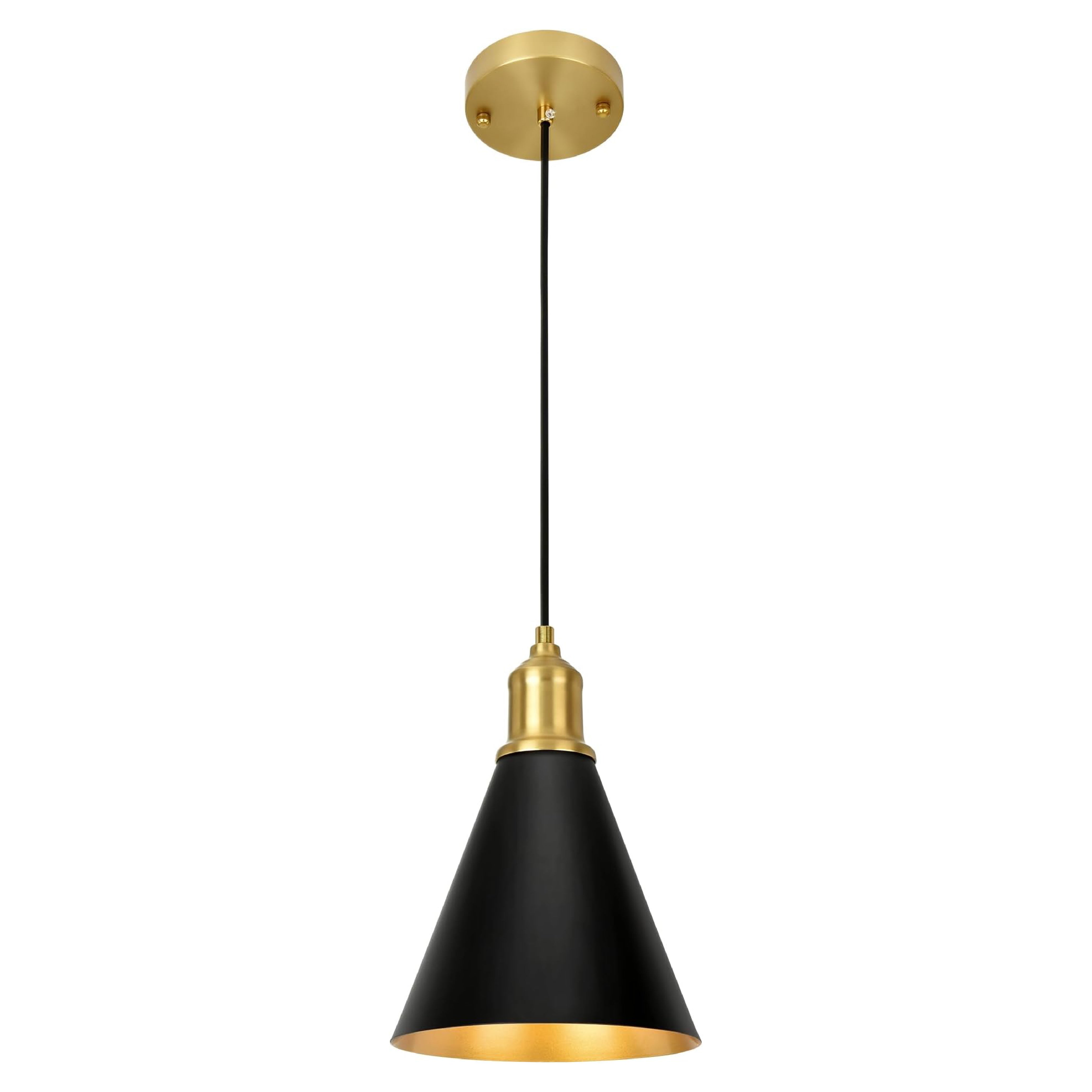 1-Light Industrial hanging light black and gold kitchen light brass and metal pendant light