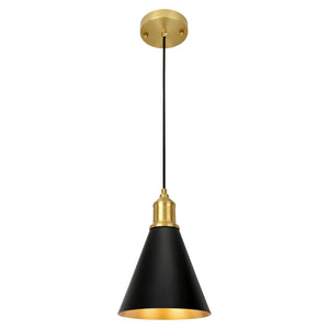 1-Light Industrial hanging light black and gold kitchen light brass and metal pendant light