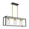 3 Light contemporary hanging lighting black and gold kitchen island lights iron and glass pendant lights