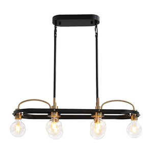 6 Lights Rectangular pendant lights Black and gold kitchen light island chandelier