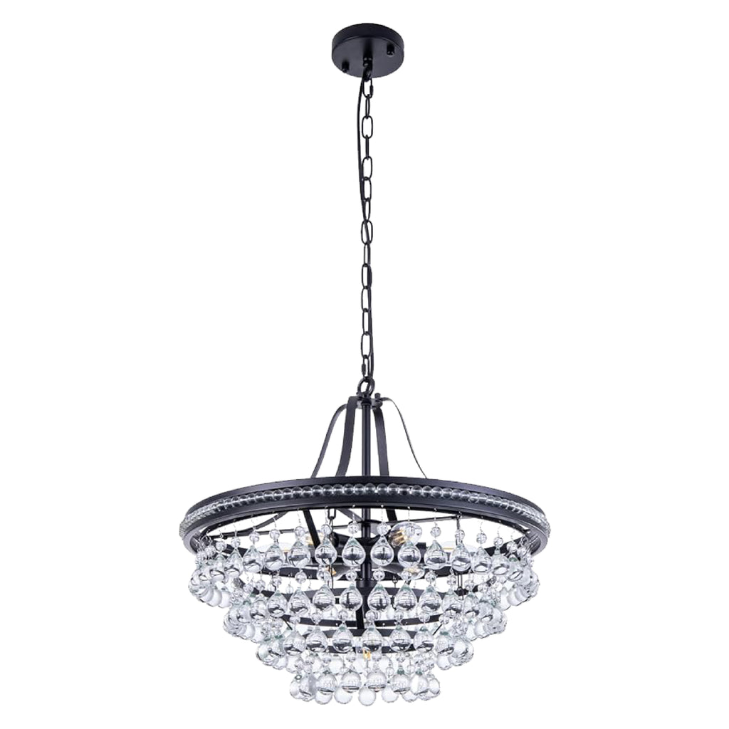 4 tiers crystal chandelier light black dining lighting teardrop light fixture