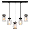 5-Light farmhouse lightning fixture black kitchen lighting glass and metal pendant lights