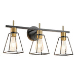 3-Light farmhouse wall light black and gold bath lighting iron vanity lights