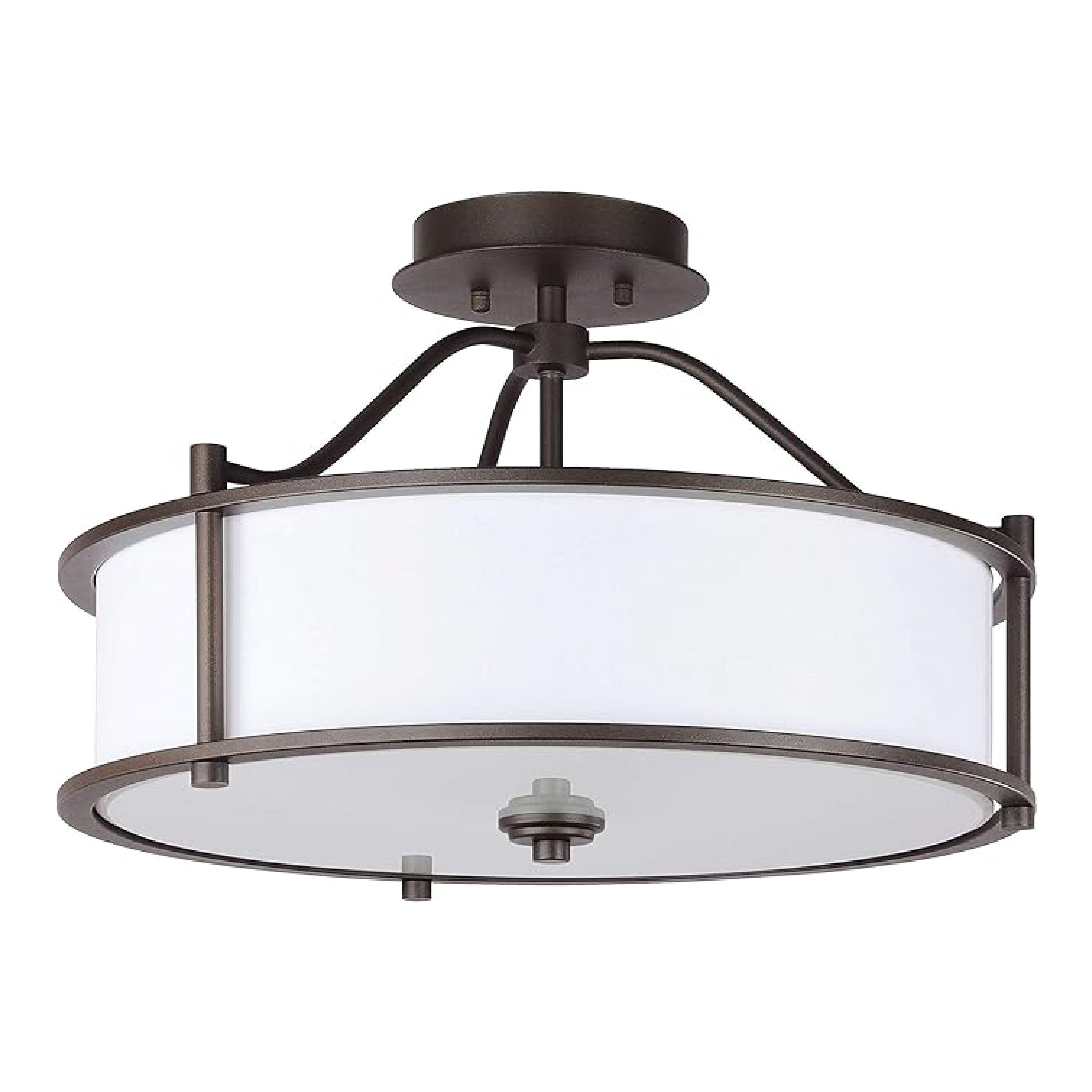 3 Light modern mount flush light dark bronze and white ceiling light Iron and fabirc Kitchen light