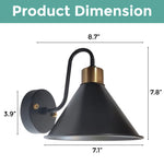 2-pack vintage sconce light black and gold fixture light steel wall light