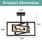 3-Lights Industrial kitchen island light Black light fixture semi flush pendant lighting