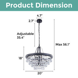 4 tiers crystal chandelier light black dining lighting teardrop light fixture