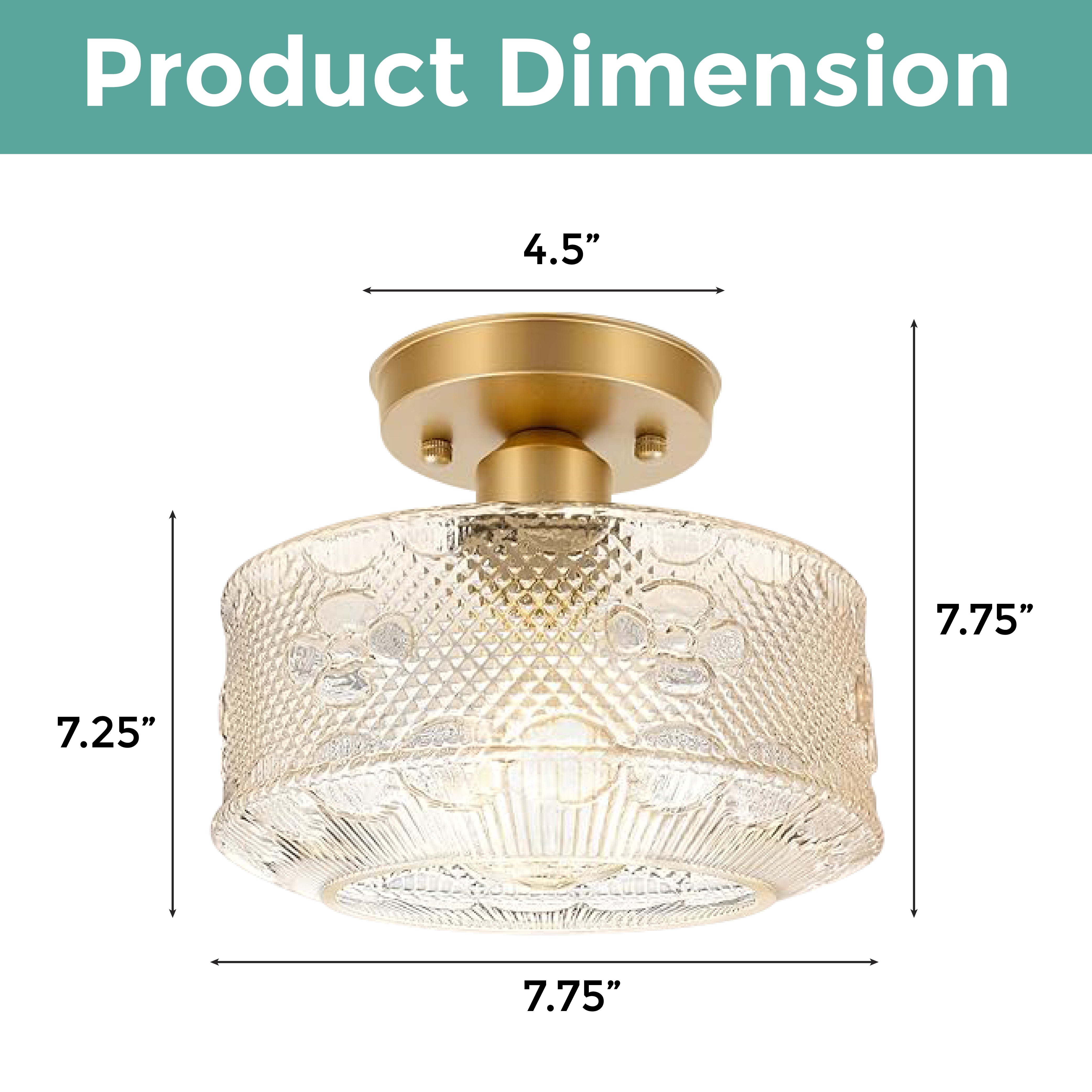 1-light farmhouse light fixture gold and clear ceiling lights aluminum and glass mount flush light