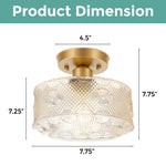 1-light farmhouse light fixture gold and clear ceiling lights aluminum and glass mount flush light