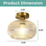 1-Light farmhouse flush mount light gold ceiling light iron and glass hallway light